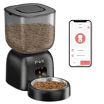 PUPPY KITTY Distributeur Croquettes Chat Automatique, Distributeur Croquettes Chat avec Bols en Acier Inoxydable, Connecté App, Enregistrement Vocal 10S, 10 Repas par Jour (Black)