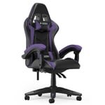 Siège gaming Pivotant - Chaise gaming de bureau avec coussin et dossier - Accoudoirs Réglables - Ergonomique - Violet