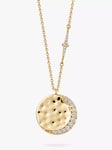 Astley Clarke Luna White Sapphire Hammered Moon Pendant Necklace, Gold