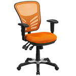 Flash Furniture Fauteuil de Bureau Ergonomique pivotant Multifonction en Maille avec accoudoirs réglables, Mousse, Orange, Set of 1