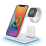 FDGAO Wireless Charger 15W Fast Wireless Charger Stand 3 in 1 QI Fast Charging Station for Apple Watch Series 7/6/SE/5/4/3/2;AirPod 1/2/Pro;iPhone 13/12/12 Pro/11/XS/X/8/8 Plus;Samsung Galaxy Buds/S20