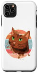 Coque pour iPhone 11 Pro Max Cat green eyes brown fur artistic painterly whiskers elegant