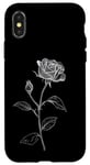 Coque pour iPhone X/XS Rose June Birth Flower Minimalistic Black and White