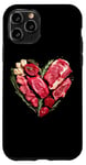 Coque pour iPhone 11 Pro Graphique culinaire pour la Saint-Valentin, barbecue, viande de bœuf crue, cœur, papa et chef