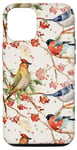 Coque pour iPhone 15 Oiseaux colorés et baies d’hiver art naturel