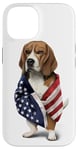 Coque pour iPhone 14 Beagle Dog Patriot Wrap dans le drapeau des USA American Spirit