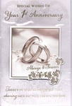 1st First Wedding Anniversary Card Traditional Rings Lovely Couple  7"x5"