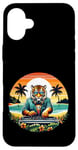 Coque pour iPhone 16 Plus Funny Tiger Casque audio DJ pour hommes, femmes, enfants