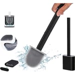 Galozzoit - Brosse wc tpr Silicone et Support, Brosse de Toilettes Détachable à Manche Long, Montage Au Sol/Mur avec Base de Filtre à Eau, Balayette