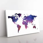 Big Box Art A Cosmic Map of The Earth in Abstract Canvas Wall Art Print Ready to Hang Picture, 76 x 50 cm (30 x 20 Inch), White, Blue, Purple, Blue, Lavender