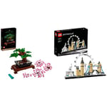 LEGO 10281 Bonsai Tree Set for Adults, Home Décor DIY Projects & 21034 Architecture Skyline Model Building Set, London Eye, Big Ben, Tower Bridge Model Collection