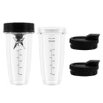 Blender Replacement Parts for , 2 24Oz Cups with To-Go Lids, 7 Fins3733