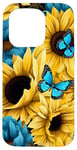 iPhone 15 Pro sunflower with blue butterfly Case