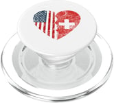 Swiss American Flags Heart | United States Switzerland Roots PopSockets PopGrip for MagSafe