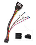 Hikity Adaptateur Branchement Autoradio, Câble Adaptateur 16 Broches vers ISO avec Lignes de Commande au Volant et Ligne de Commande Inverse pour Prise Standard ISO Stéréo de Voiture Android