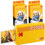 KODAK Pack Mini Imprimante P210 Retro 2 + Cartouche et Papier pour 60 Photos - Imprimante Connectée Bluetooth - Photos Format CB 5,3 x 8,6 cm - Batterie Lithium - Sublimation Thermique 4Pass
