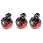 3x NiMH batterie 1500mAh (9.6V) pour outil électrique outil Powertools Tools Bosch gsr 9.6-2, gsr 9.6V, psr 960 - Vhbw