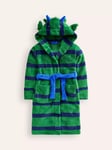 Mini Boden Kids' Cosy Striped Monster Dressing Gown, Green/Multi