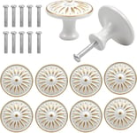 10PCS Vintage Tiroir de Porte Poignée,35MM Bouton de Meubles,Rond Boutons de Tiroir,Laiton Boutons de Porte,Poignées de Meuble pour Placard Armoire Cuisine,Chambre d'enfant (Blanc)