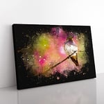 Big Box Art Hummingbird Paint Splash Canvas Wall Art Print Ready to Hang Picture, 76 x 50 cm (30 x 20 Inch), Olive, Green, Pink, Brown