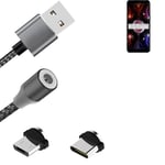 Câble de chargement magnétique pour Asus ROG Phone 5s Pro avec une connexion U