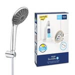 Lot de GROHE Vitalio Joy 110 Ensemble de douche 1 jet (Douchette Economie d'Eau, Support de douche mural et Flexible de douche 1,75m) et GROHE QuickGlue Set S1 Kit de Collage pour Support Mural