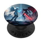 Fantastique robot mignon combat de démons PopSockets PopGrip Adhésif