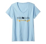 Womens Home Alone Official Movie Logo with Booby Trap Icons V-Neck T-Shirt