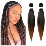 Aomig Rajout Cheveux Tressés Pré-étirés, Texture Braids Meches Cheveux Extension Pre Stretched Braiding Hair Tresse Cheveux Synthétique Hair Hot Water Setting Crochet Extensions(Dégradé Marron Ocre)