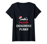 Womens Santas Favorite Didgeridoo Player Christmas Funny Gift V-Neck T-Shirt