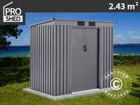 Redskapsbod Trädgårdsskjul m/ Platt tak 2,01x1,21x1,76m ProShed®, Aluminium Grå