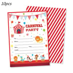 Sarjakuva Animal Baby Shower Happy Birthday Banner Carnival Circus-kutsukortti 10 kpl