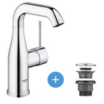 Grohe Essence Set Mitigeur monocommande 1/2" Lavabo Taille M + Bonde clic clac Grohe pour lavabo avec trop-plein (23463001-CLICCLAC)