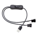 USB till 3-stifts / 4-stifts PWM 5V USB-kabel för fläkt med ärmar, adapterkabel för chassifläkt Black