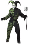 Jokes On You Evil Jester Clown Mardi Gras Green Joker Mardi Gras Men Costume XL