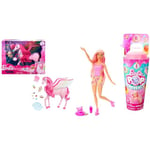 Barbie A Touch of Magic Pegasus, Pink Pegasus with Pink Hair and Rainbow Wings, Lights and Sounds, Toy Puppy & Pop Reveal Fruit Series Doll, Colour-Changing Doll with Pink Hair