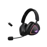 ASUS ROG Delta II Wireless Gaming Headset (50mm Titanium Drivers, ROG SpeedNova, 10mm Super-Wideband Mic, 153-HR Battery, DualFlow Audio, BT, 2.4GHz, 3.5mm, For PC, Switch, PS4, PS5, Xbox) - Black