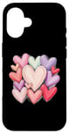 Coque pour iPhone 16 Rose Rouge Pastel Bleu sarcelle Cœur Love Valentines Graphics