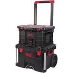 Milwaukee Packout 2+1 Drawer Toolbox Slim Organiser + Crate +Rolling Trolley