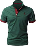 LIUPMWE Homme Mode Polo Manches Courte Casual Polo Coton Tennis Golf Basic T-Shirt Slim Fit Broderie Tops S-XXL,Vert 1,XXXL