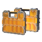 DeWalt Deep Pro Organisers Yellow/Black Tool Storage Screws Nails Plugs Box 2 Pack Twin
