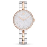 Swarovski Montre Cosmopolitan Ornée de Cristaux Clairs, PVD Or Rose, Boîtier Argenté, Bracelet Ajustable