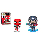 Funko 45137 POP Marvel: Endgame- Captain America w/BrokenShield & POP! - Marvel Spiderman - No Way Home - Spider-Man With Integrated Suit POP! 56829