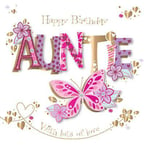 Birthday Card - Auntie - Butterfly 3D Glitter - Talking Pictures Luxury NEW