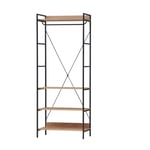 Industrial Open Wardrobe Clothes Rail Rack Bedroom Rustic Wood Metal Frame Shelf