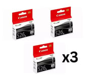 Genuine Canon Ink - CLI-526BK x3  Black - Brand New & Sealed Free P&P