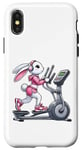 Coque pour iPhone X/XS Lapin de Pâques sur vélo elliptique Gym Fitness Workout