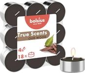 Bolsius True Scents - Lot de 18 Bougies Chauffe-Plat Parfum - Oud Wood - Durée de Combustion: 4 Heures - Décoration d'intérieur - Extraits naturels - avec Cire Naturelle végétalienne