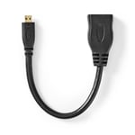 Nedis High Speed ​​HDMI ™ kabel med Ethernet | HDMI™ Micro kontakt | HDMI™ Utgång | 4K@30Hz | 10.2 Gbps | 0.20 m | Rund | PVC | Svart | Kuvert