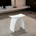 Rue Du Bain - Tabouret de Salle de Bain - Solid surface Blanc Mat - 43 cm - Minéral